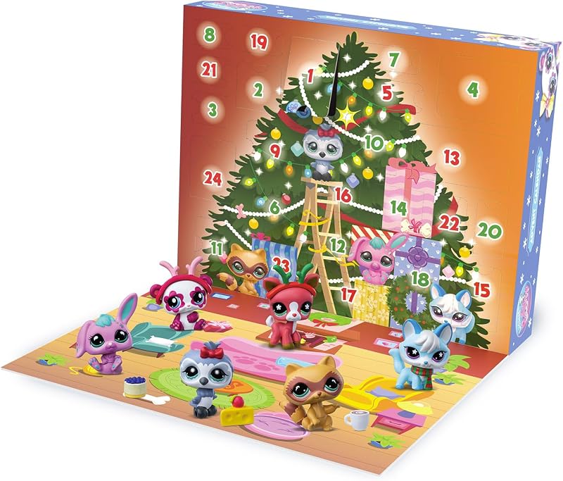 Littlest Pet Shop - Adventskalender der Pet Shop - 8 Pet Shop und 16 Zubehörteile - 24-Tage-Weihnachtskalender - Mini-Tierfiguren zum Sammeln - Spielzeug für Kinder ab 4 Jahren - BF00758