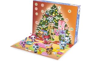 BANDAI Littlest Pet Shop - Calendrier de l'Avent des Pet Shop - 8 Pet Shop et 16 accessoires - Calendrier 24 cases Noël - Mini-figurines Animaux à Collectionner - Jouet Enfant 4 ans et + - BF00758