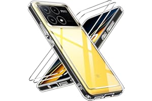 ivoler Anti-Amarillo Clara Funda para Xiaomi Poco X6 Pro 5G con 2 Piezas Cristal Templado, [Protección Militar] Carcasa Protectora Antigolpes Transparente Anti-Choques Bumper Case