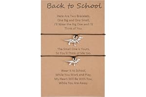 CheersLife Ritorno a Scuola Regali Madre Figlia Figlio Braccialetti Set Per 2/3 Cuore Farfalla Dinosauro Orso Braccialetti Dei Desideri Primo Giorno Di Scuola Regalo Per Ragazze Ragazzi