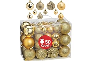 ‎WOMA WOMA Christbaumkugeln Set Gold & 22 weiteren Farben - 50er & 100er Weihnachtskugeln Set - Weihnachtskugeln Kunststoff - Weihnachtsbaum Deko & Christbaumschmuck