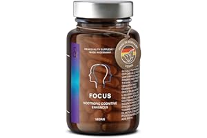 N°4 FOCUS - Supplément Nootropique - Brain Booster améliore la Memoire et Concentration - avec Citicoline + Ginko Biloba + Bacopa Brahmi - 60 Gélules Végan - CLAV Nootropics