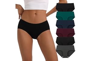 INNERSY Mutande Donna Cotone Vita Media Comode Slip Elasticizzato Intimo di Base Pacco da 6