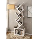 Reyo Falez 10 Raflı Kitaplık Modern Dekoratif Kitap Rafı &Ccedil;ok Katlı Kitap Standı Salon Ofis Organizer 7060 Beyaz