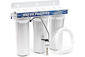 Naturewater NW-PR303 Filtre à eau potable 1/4" 6,35 mm – 395 x 155 x 360 mm – 3 Étapes – 360 L/h – pour 10" / Ø 60 mm – avec Sédiments et Charbon actif – Filtration Purification Bactéries Pesticides