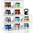 GGEROU Clear Shoe Boxes Stackable,Sturdy Shoe Storage Boxes Shoe Organizer Box with Magnetic Door,Universal Shoe Storage Boxes for Men and Women,Sneaker Storage for Closet, Shoe Display Case (10 Pcs)