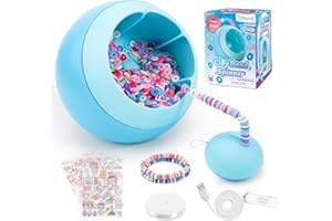 Tilhumt Bead Spinner, Automactic Clay Bead Spinner with Position Mat, High-Efficiency Electric Bead Spinner for Jewelry Making and Friendship Bracelets, Cartoon Stickers for DIY, Gift for Craft Lover