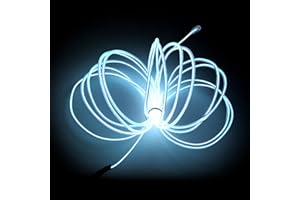 Balabaxer Linea luminosa Bianco, striscia luminosa al neon portatile del pacchetto batteria 5M, può essere tagliata a volontà, applicabile alla festa, Halloween, decorazione fai da te (5M, Bianco)