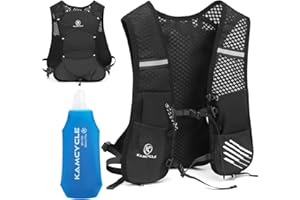 KAMCYCLE Sac à dos d'hydratation, pour la course à pied, le vélo, ultra léger, avec poche à eau de 2 l ou bouteille d'eau de 500 ml, sans BPA