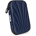 GIZGA essentials 2.5 Inch External Hard Drive Case| Self Tattoo Semi Hard Shell,Shockproof Water-Resistant PU| Fits WD Seagate Toshiba SSD HDD| Travel Pouch with Mesh Pocket,Elastic Strap (Navy Blue)