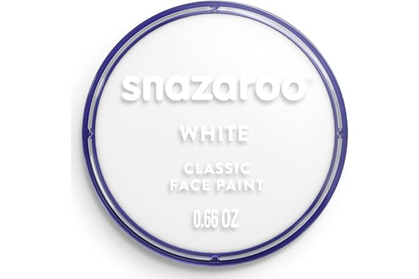 Snazaroo - Pintura facial y corporal, 18 ml, color blanco, profesional a base de agua, pastilla de aquacolor individual para adultos, niños y efectos especiales