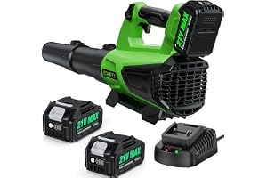 SOARFLY Lövblås Batteridriven med 2×4,0Ah Batteri och Laddare, 21V Motor 19 000 varv/min, 257 km/h / 985 m³/h, steglös hastig