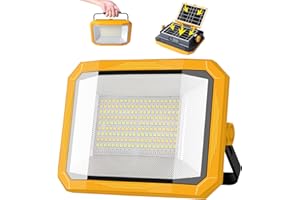 JUEHOLLA Foco Led Recargable 100W, Luz de Trabajo Portátil 12000LM Super Brillante 13000mAh con Panel Solar, 4 Modos de Luz, 2 Panel solar, Lámpara de Camping Portátil para Cortes de Energía, Camping