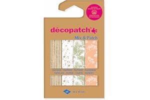 Décopatch DP033C – Una Bolsa de 4 Hojas Tamaño: 30 x 40 cm – Papeles Impresos, Rosa y Verde – Mix & Patch – A Partir de 5 años, DIY, creación, renovación, Actividad Creativa