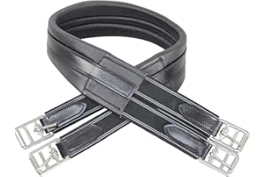HyCOMFORT Leather Padded Double Elasticated Atherstone Girth (50in) (Black)