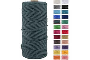 JeogYong Macrame Rope, Thick Natural Cotton Yarn, 4 Ply Macrame Rope for Wall Hangers, Hangers, DIY, Home Decorations, Gift Wrapping 3mm x 109Yards (Dark Green)