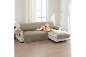BellaHills Copridivano 3 Posti con Penisola (Seduta 247cm), Penisola Destra, 100% Impermeabile, Antigraffio, Indispensabile per Animali Domestici, Taupe