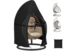 SIRUITON Ø120x203cm 210D Patio Hanging Egg Chair Cover, Outdoor Single Seat Cocoon Swing Egg Chair Covers Waterproof with Zipper, Heavy Duty Fabric for Egg Chair, Tear-Resistance