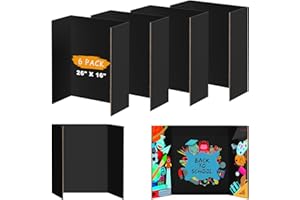 AKONEGE 6 Pack Black Tri-Fold Presentation Board 400x666 mm Medium Size Display Board Lightweight & Foldable Posterboard for Drawing, School Projects, Showcasing Artwork