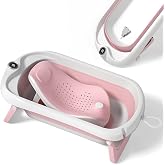 Foldable Baby Bathtub with Non-Slip Bath Seat &ndash; Foldable Baby Bath with Thermometer &ndash; Baby Bath Seat &ndash; Chair &ndash; From Birth to