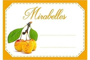 Mon Bio Jardin Lot d'étiquettes Autocollantes pour Confiture, faciles à décoller, adhésives, idéales pour l'étiquetage de Vos Pots de confitures et bocaux Fait Maison (30x Mirabelle - A8)