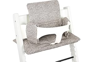UKJE Cuscino compatibile con Stokke Tripp Trapp - Morbido cuscino per sedile per neonati, bambini e bambini piccoli, Accessori per seggiolone, Inserto in tessuto di cotone (Leopardo)
