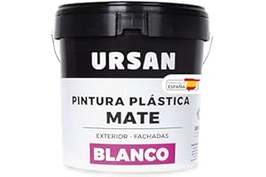 U URSAN Ursan - Plastimat | Pintura Blanca Exterior e Interior Mate - Lavable - Indicada para Fachadas con Alta Resistencia a Agentes Atmosféricos - 4 Litros