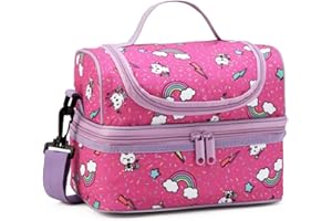 Kasgo Borsa Termica, Isolato Borsa Termica Porta Pranzo Borsa Frigo Scuola Borse Alimenti con Doppio Scomparto e Tracolla Regolabile Staccabile per Bambini Ragazzo Ragazza Gattino