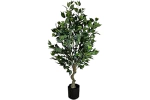 Leaf Árbol Artificial Realista con Maceta, 100 cm, arbusto ficus