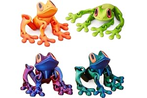 YALiya 3D groda kylskåp magneter set om 4 PLA med rörliga leder, 3D-tryckta magneter för kylskåp kontor och bil, dekorativa f