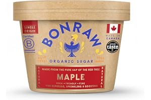 BONRAW Organic Fine Pure Maple Sugar 125g Grade A, Single Origin, Never Blended, Tree-Trunk Sap of the Canadian Red Maple Tree. Award Winning – Gold Star Great Taste 2021, Nutrient Packed & Vegan.