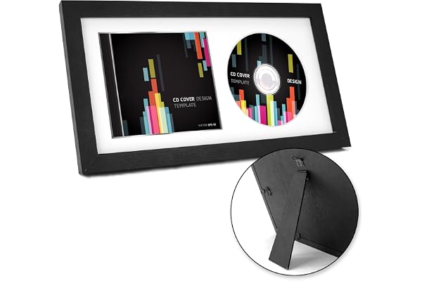 FramePro CD-displayram vinylskivram med fodral och skiva 36,2x19,61 cm vit montering riktigt glas foto bilddisplay