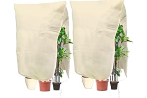 DAWANYI Winter Plant Frost Protection Covers 2 Packs 120X180cm,Tearproof/Breathable,Plant Protection Cover with Zipper Drawstring,Protect Plants from Birds,Frost,Strong WindRain