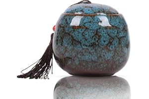 YOUDEAR MEMORIALS Small Urn for Human Ashes - Handmade 6cm Mini Ceramic Urn - Lovely Keepsake for Dog or Cat Ashes - Holds approx 70cm3