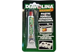 Facco Giuseppe & C. S.P.A. Diavolina Piast/Fornelli - pasta antiruggine metalizzante specifica per pulire e lucidare piastre, cucine economiche, fornelli a gas e tubature di stufe, 50 g