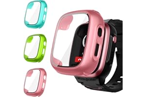 Upeak 3 Stück Schutzhülle für XPLORA X5 Play Kids Displayschutz, Hard PC Hülle Panzerglas Schutzfolie, Kratzfest Stoßfest Gehäuse Rundum Schutz Case Cover for X 5 Play Uhr, Babyrosa/Grasgrün/Seegrün
