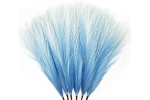 MultiValue 6 Piezas de Hierba de Las Pampas, 17,7 Pulgadas Artificial Pampas Secas Decoracion Bohemia sin Pelo Hierba Artificial de Pampas Plumas Florales para Decoración de Bodas Boho (Azul)
