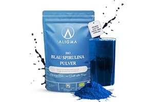 ‎ALIGMA Aligma Bio-Spirulina-Pulver blau 75 Gramm | 100% natürliches Phycocyanin für Smoothies – leuchtend blauer Lebensmittelfarbstoff und proteinreicher Inhaltsstoff | Wiederverschließbare Verpackung