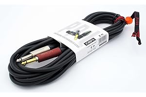 X-LEAD IC65PN060BK Serie PLATINUM, cable de instrumento para guitarra, bajo y teclados - Jack to Jack - Conectores NEUTRIK - (6 m, negro) - MADE IN ITALY by INCO