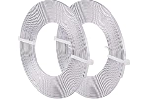 BENECREAT 10m Alambre Plano de Aluminio 3mm de Ancho Alambre de Bisutería Accesorios Metálicos para Manualidad de Artesanía 5m/Rollo - Color Primario