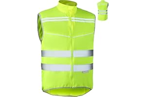 Prowiste Fahrradweste Herren & Damen – Hohe Sichtbarkeit in Neon Gelb & Reflektorstreifen – Atmungsaktiv (Mesh) – mit Rückentasche