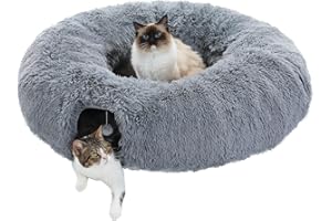PAWZ Road Plüsch Katzentunnel für Indoor Katzen, Multifunktionales Katzenspielzeug Grau
