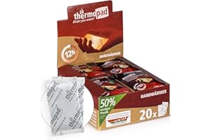 THERMOPAD Chauffe Mains L Original 20 Paires de Coussinets Chauffants 12 h de Chaleur I 50 pourcent Moins de Plastique I prets a l Emploi I Ideal Plein air et Gants