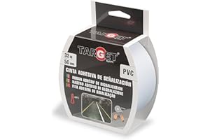 TARGET - Cinta de Señalización Adhesiva | Para Marcaje de Suelos y Objetos, Advertecia de Seguridad (BLANCO, 33 M x 50 mm)