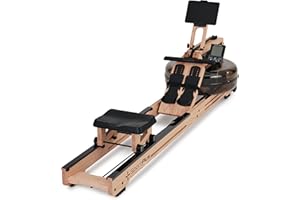 + SPORTPLUS SportPlus - Máquina de Remo de Agua para casa, Madera Maciza (Roble), máquina de Remo con Ordenador de Entrenamiento, máquina de Remo con Soporte para Tableta para Entrenamiento de Fitness