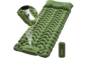 KingCamp Matelas de Camping Gonflable Ultraléger avec Oreiller & Pompe à Pied Intégré Tapis de Camping Gonflable Coussin d'air Portable Tapis de Couchage Matelas Gonflable pour Tente Voyage Randonnée