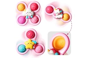 LERRBO Pop Saugnapf Spinner Spielzeug für 1 Jahr alt Mädchen|Neuartige Spinning Tops Kleinkind Spielzeug Alter 1-2|Sensorische Baby Badespielzeug für Kleinkinder 1-3|