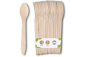 BIOZOYG cuillère jetable de vaisselle à usage unique I 100 x cuillère à soupe de madera cuillère en bois couverts jetables I biodégradable et compostable 18cm