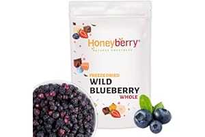 HONEYBERRY Myrtilles Sauvages Lyophilisées 100g – Myrtilles Séchées – Fruits Lyophilisés – Myrtilles Déshydratées – Bleuets Sauvages Lyophilisés pour Pâtisserie, Décoration, Snack, Muesli et Desserts