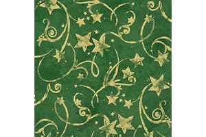 ‎IHR IDEAL HOME RANGE IHR Ideal Home Range - Servietten Goldstern STAR GARLAND green gold goldene Sterne Sternschuppen Sternenhimmel 20 St. Lunch-Servietten 33 cm x 33 cm